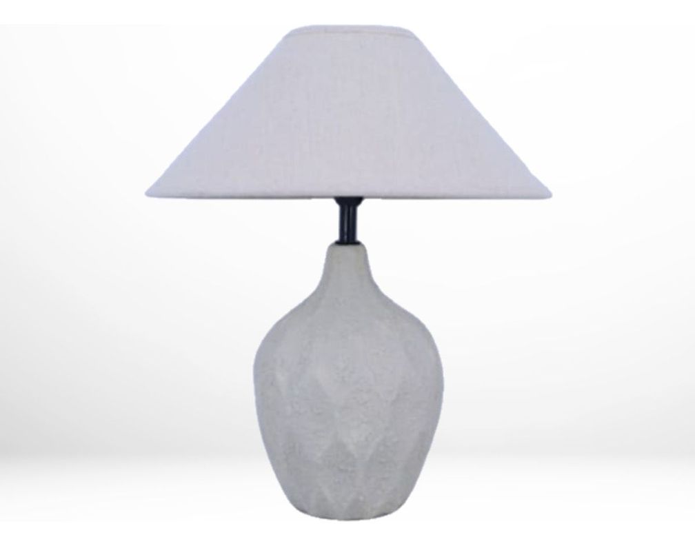Lámpara Mesa Base Texturizada Pantalla Beige Decorativa Jhn-1