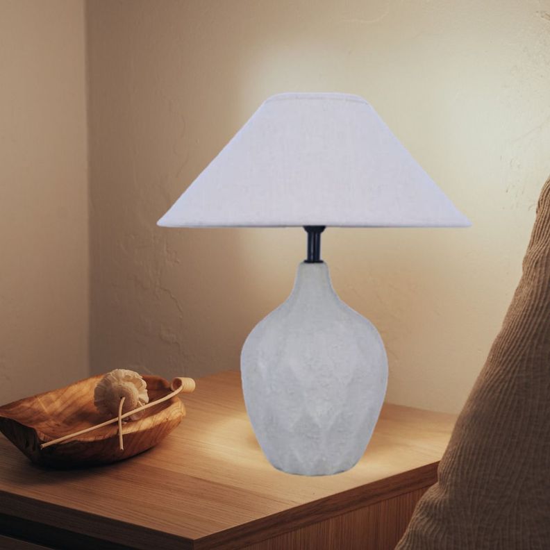 Lámpara Mesa Base Texturizada Pantalla Beige Decorativa Jhn-2