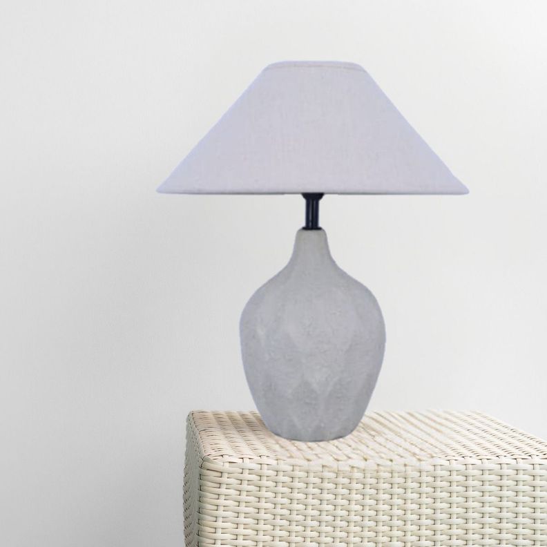 Lámpara Mesa Base Texturizada Pantalla Beige Decorativa Jhn-3