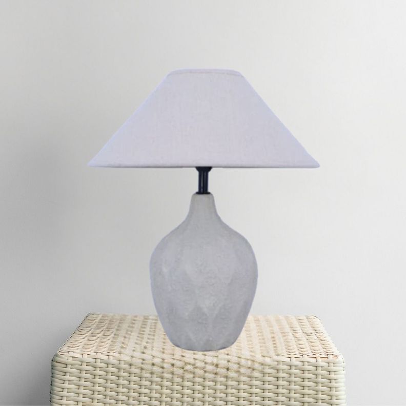 Lámpara Mesa Base Texturizada Pantalla Beige Decorativa Jhn-5