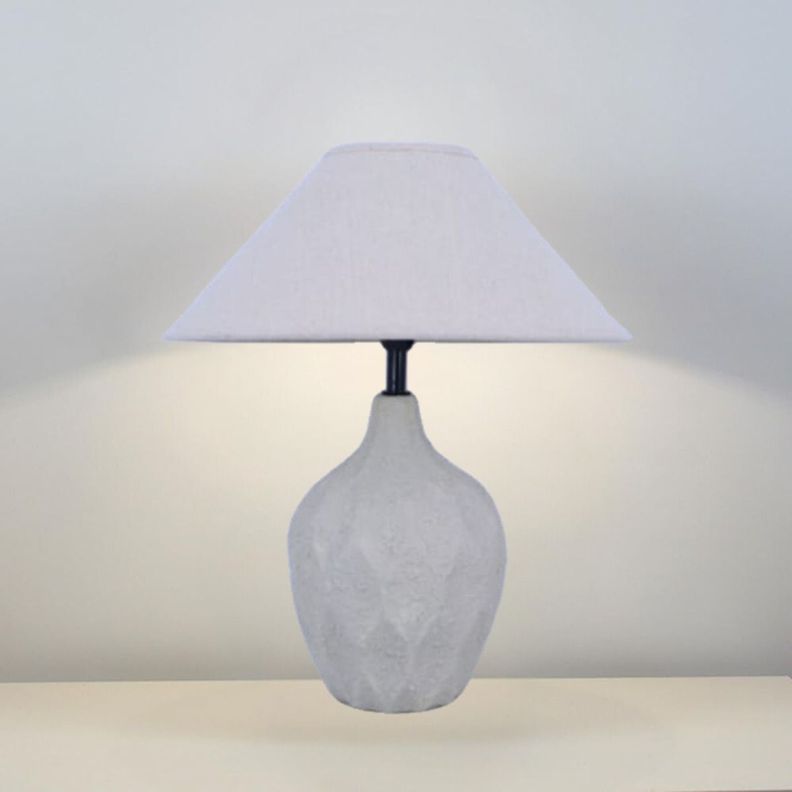 Lámpara Mesa Base Texturizada Pantalla Beige Decorativa Jhn-7