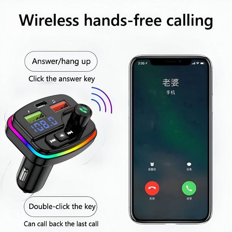 Transmisor Manos Libres Bluetooth Carro M13 Audio USB Lau-5