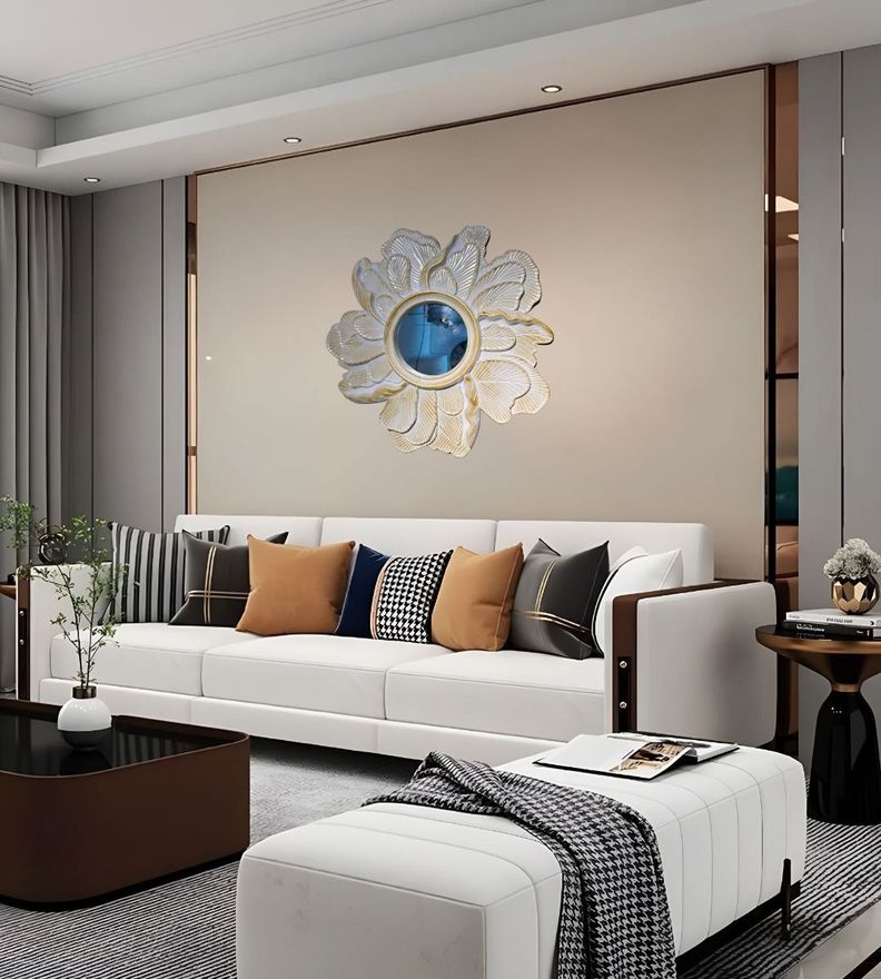 Espejo Decorativo Pared Resina Pétalos Rosa Jhn-3