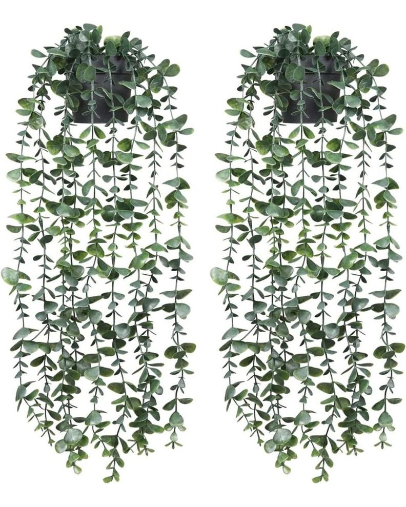 Set de 2 Planta Artificial Maceta Colgante Verde Pared Jhn-1