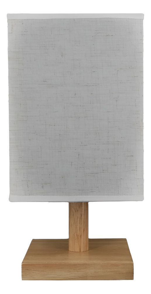 Lámpara Mesa Decorativa Base Madera Cuadrada Beige Jhn-0
