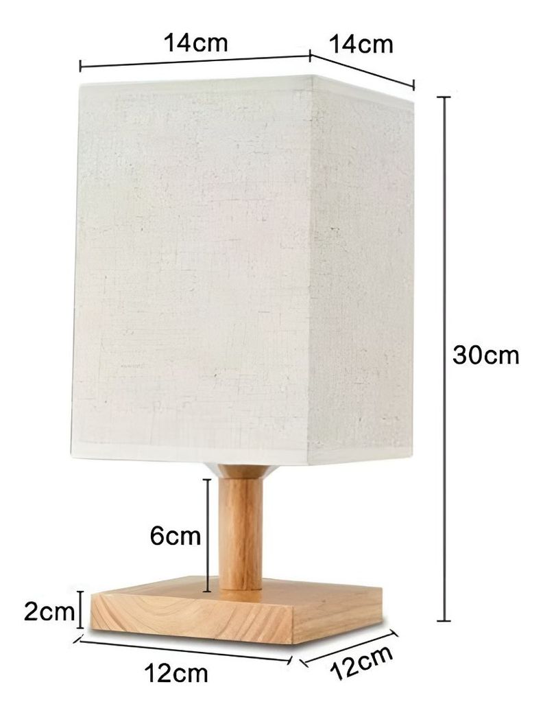 Lámpara Mesa Decorativa Base Madera Cuadrada Beige Jhn-9