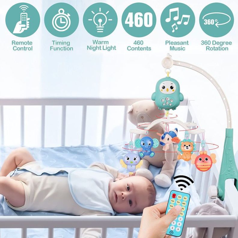 Movil Cuna Musical 5en1 Luz Sonajero Giratoria Bebes Lau-2