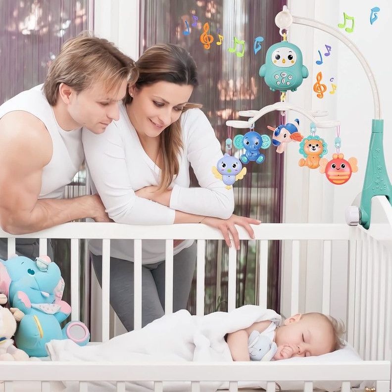 Movil Cuna Musical 5en1 Luz Sonajero Giratoria Bebes Lau-3