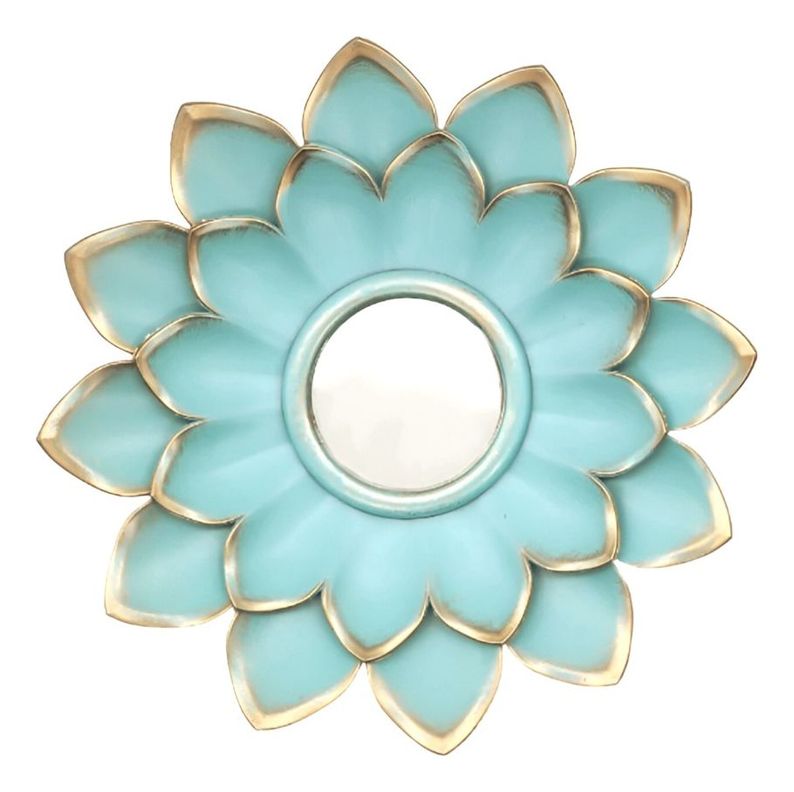 Set 4 Espejos Y Flores De Loto Decorativos Turquesa Jhn-9