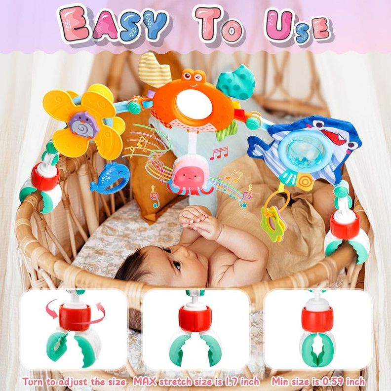 Sonajero Arco Coche Sensorial Ajustable Estimular Bebe Lau-1
