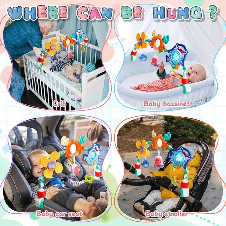 Sonajero Arco Coche Sensorial Ajustable Estimular Bebe Lau-5
