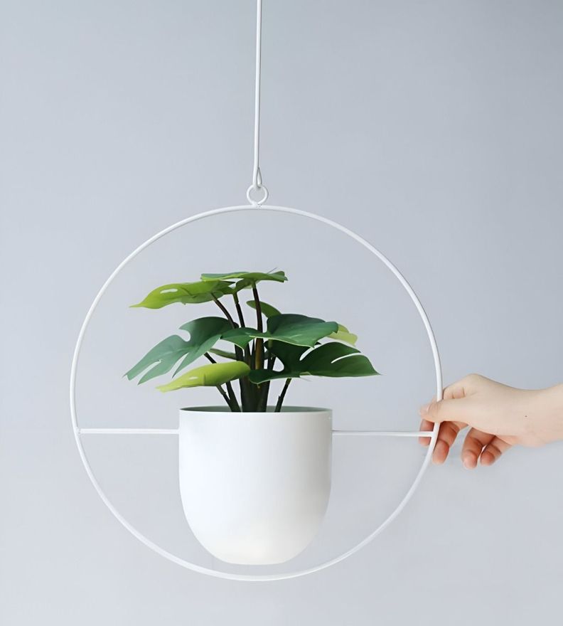 Maceta Colgante Decorativa Plantas Flores Blanca Jhn-1