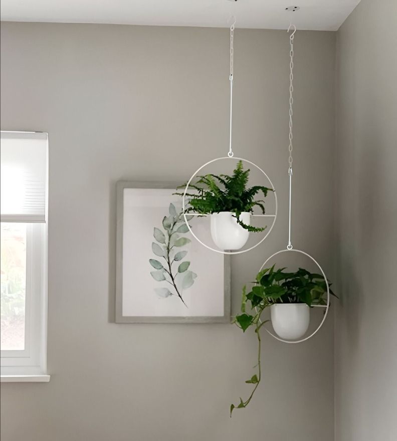 Maceta Colgante Decorativa Plantas Flores Blanca Jhn-2