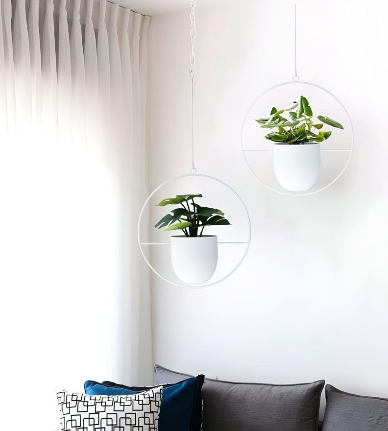 Maceta Colgante Decorativa Plantas Flores Blanca Jhn-4