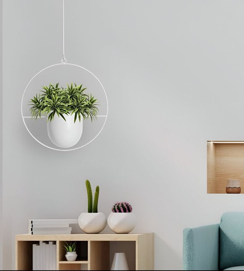 Maceta Colgante Decorativa Plantas Flores Blanca Jhn-5
