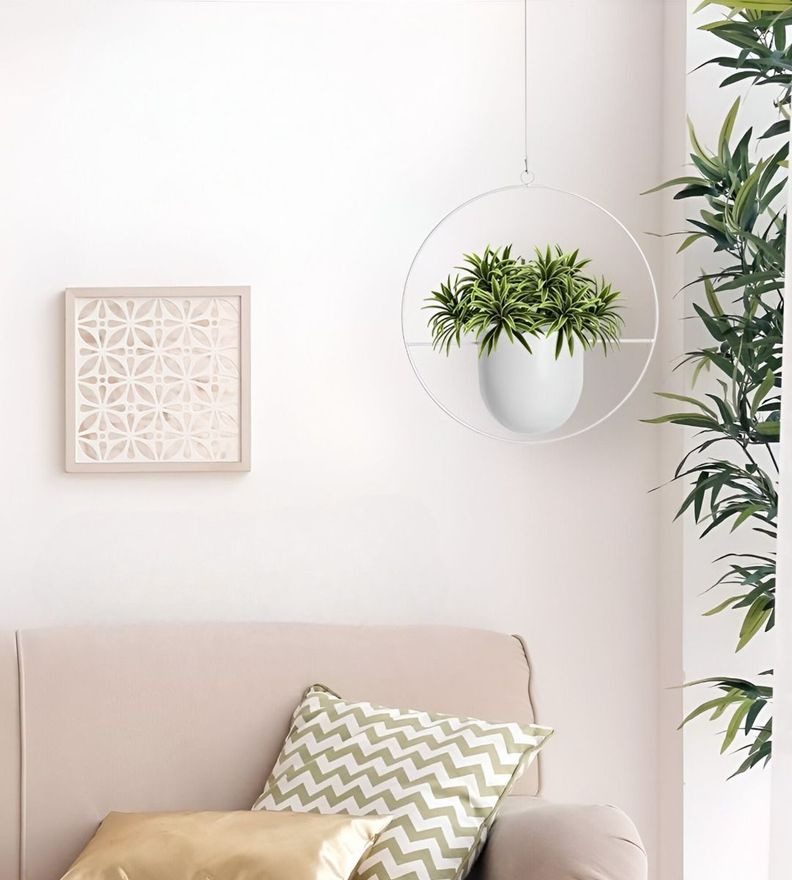 Maceta Colgante Decorativa Plantas Flores Blanca Jhn-8