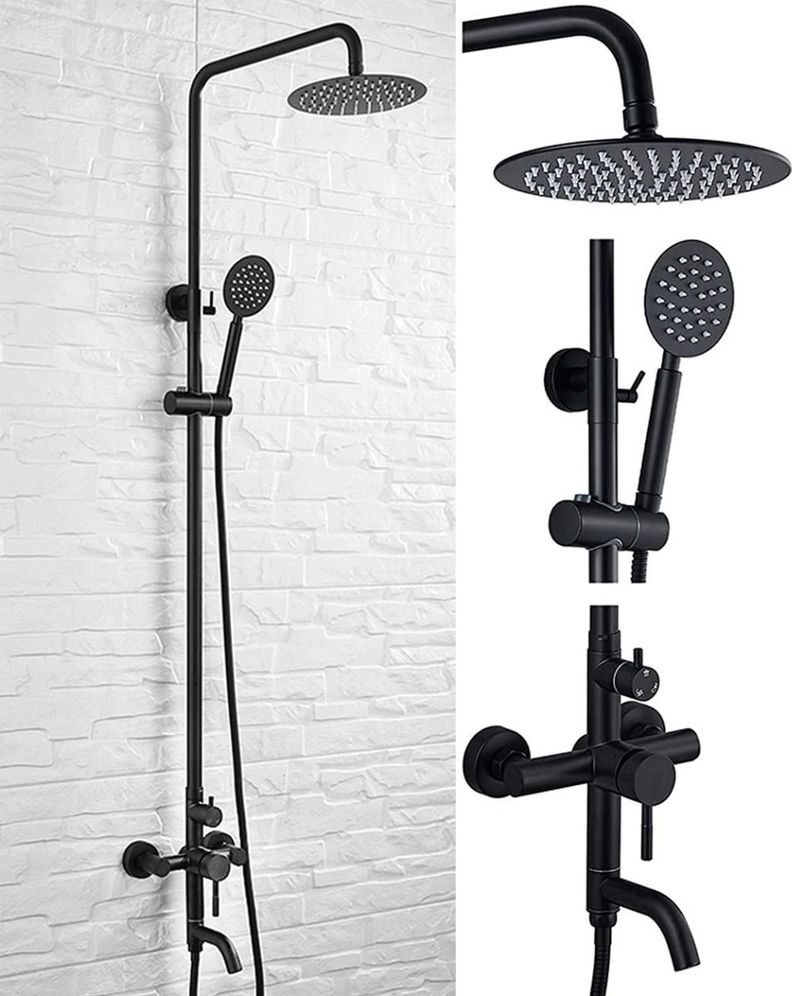 Columna Ducha Negro Mate 3 Funciones Acero Inoxidable Jhn-2