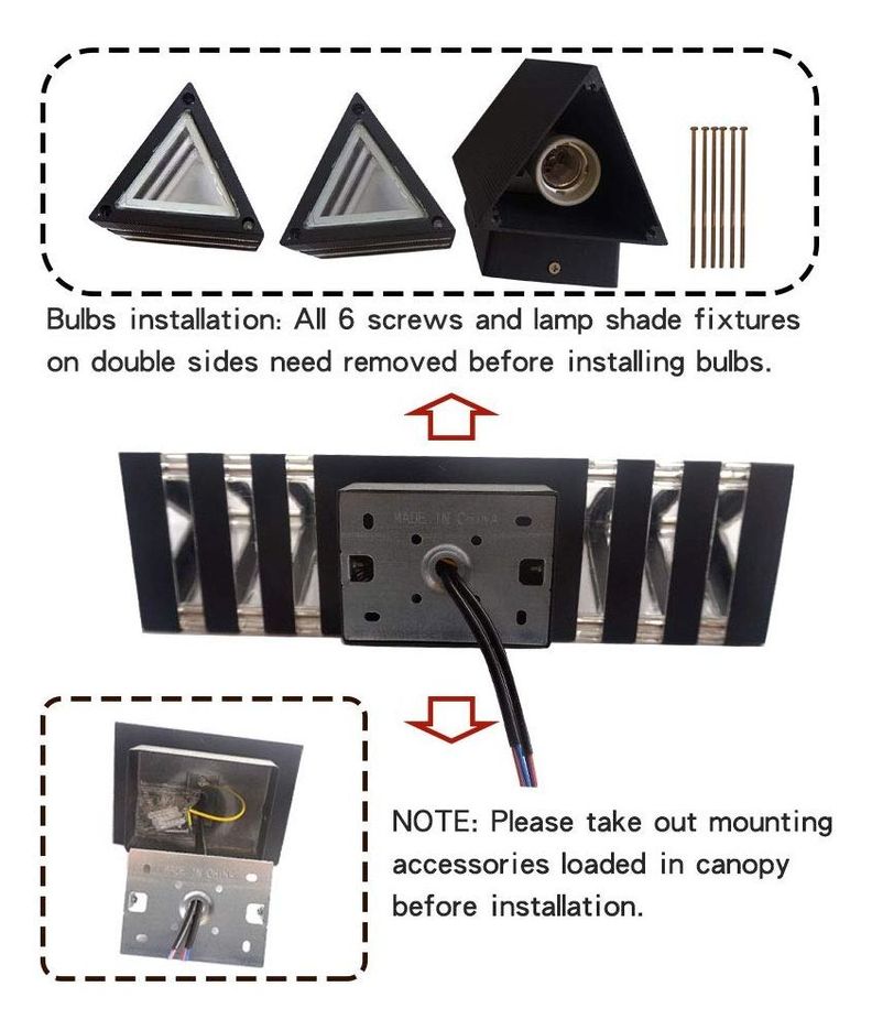 Lámpara Aplique Pared Moderna Triángulo Negro Jhn-6