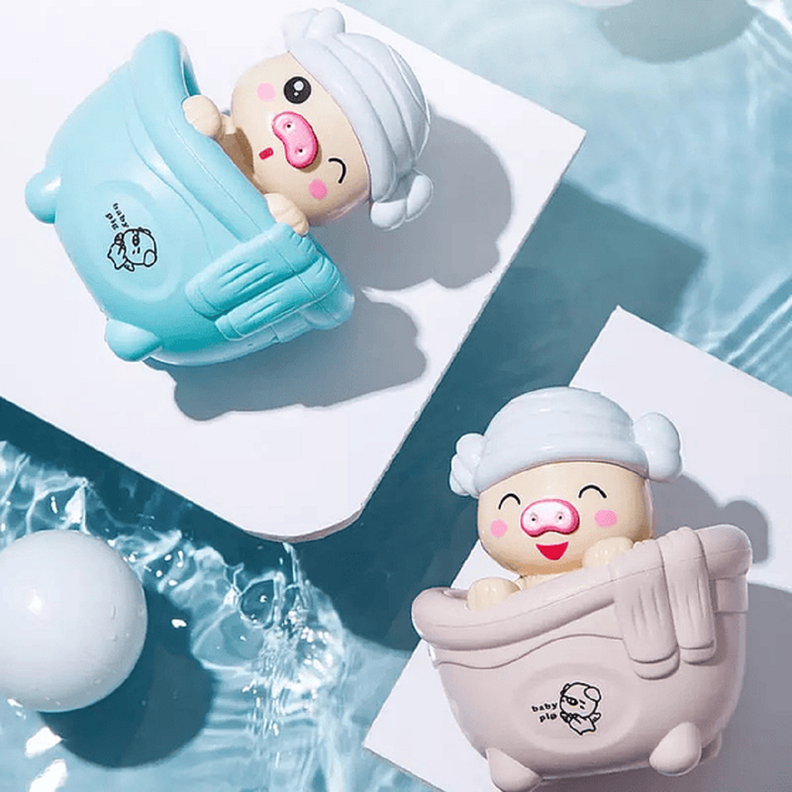 Set 6 Juguetes Cerdito Agua Ducha Divertido Baño bebes Lau-5