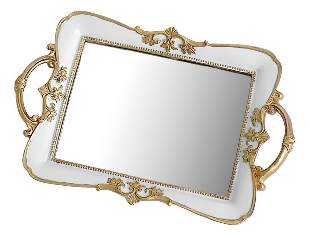 Bandeja Espejo Organizador Adorno Decorativo Blanca Jhn-0