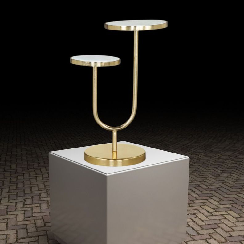Mesa Auxiliar Decorativa Nogal Dorado Jhn-8