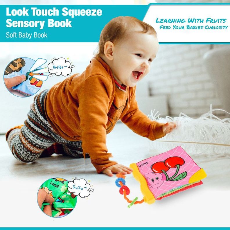 Juguete Didactico Sensorial Libro Dibujos Tela Bebes Lau-0