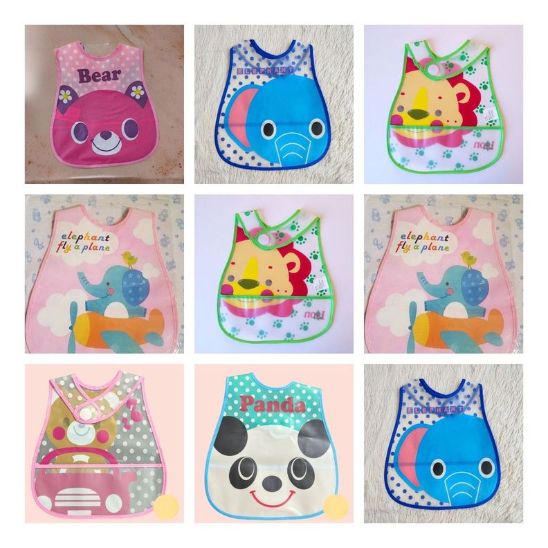 Set de 8 Baberos Plástico Impermeable Bebés Delantal Jhn-4