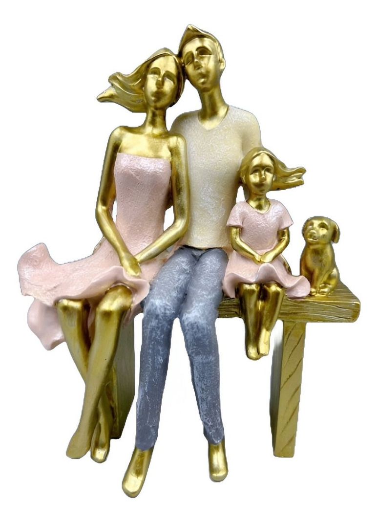 Estatua Familia Sentada Decoración Escultura Amor Jhn-0