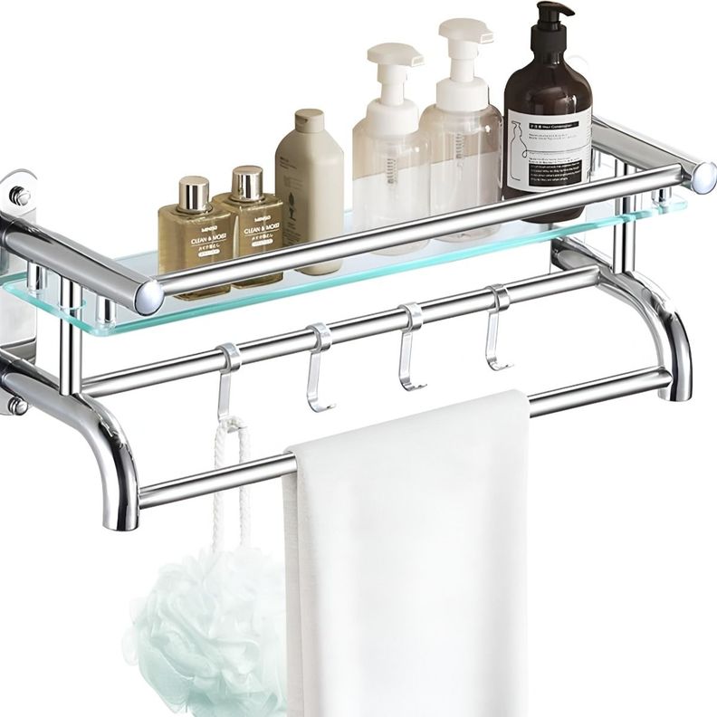 Estante Organizador Baño Vidrio Toallero Acero inoxidable-1
