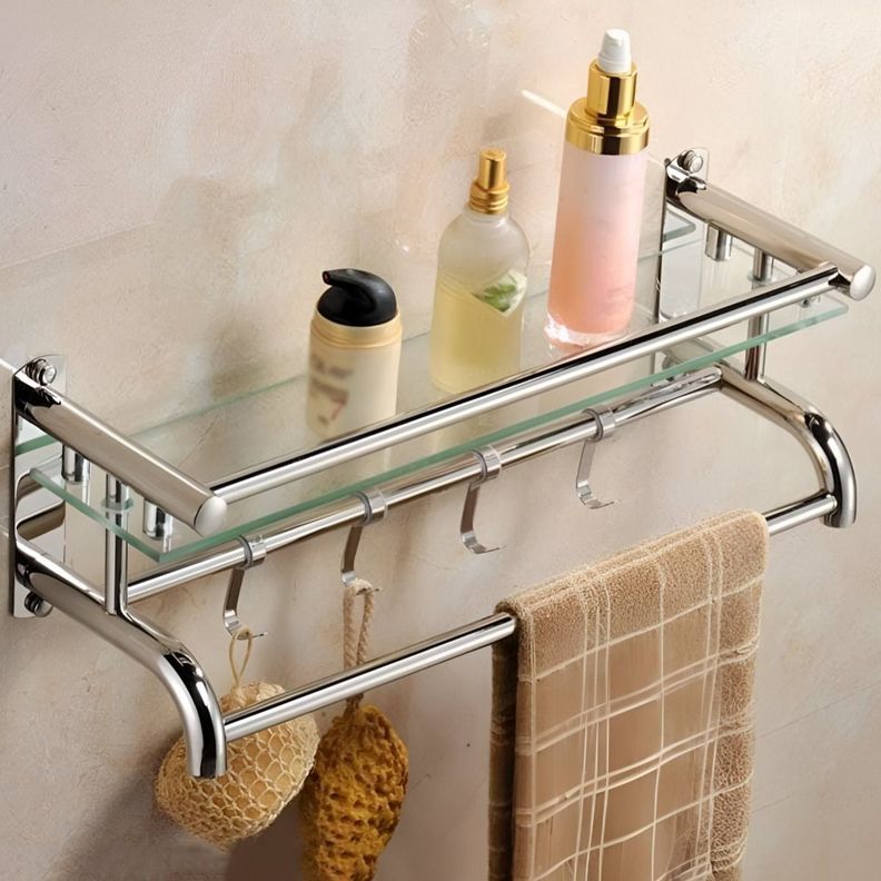 Estante Organizador Baño Vidrio Toallero Acero inoxidable-2