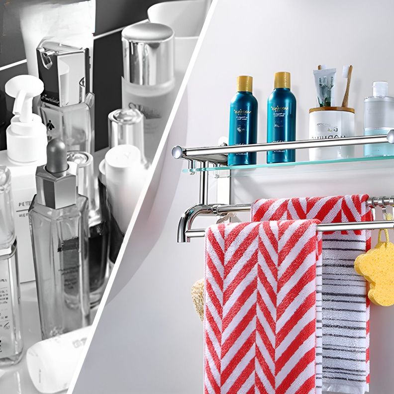 Estante Organizador Baño Vidrio Toallero Acero inoxidable-5