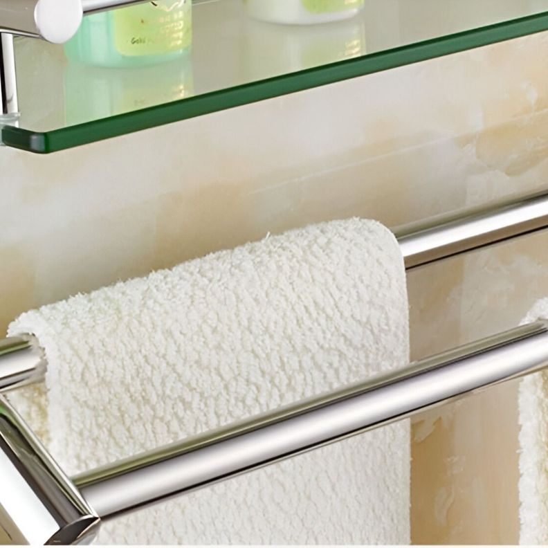 Estante Organizador Baño Vidrio Toallero Acero inoxidable-7