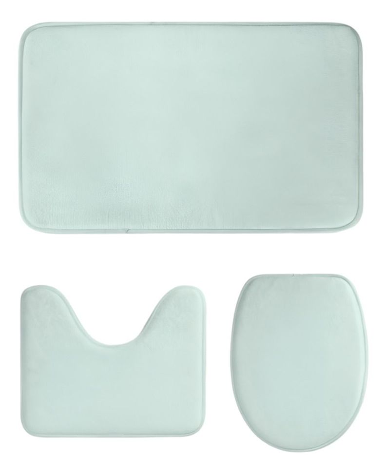 Set 3 Alfombras Baño Menta Decorativa Antideslizante Jhn-0
