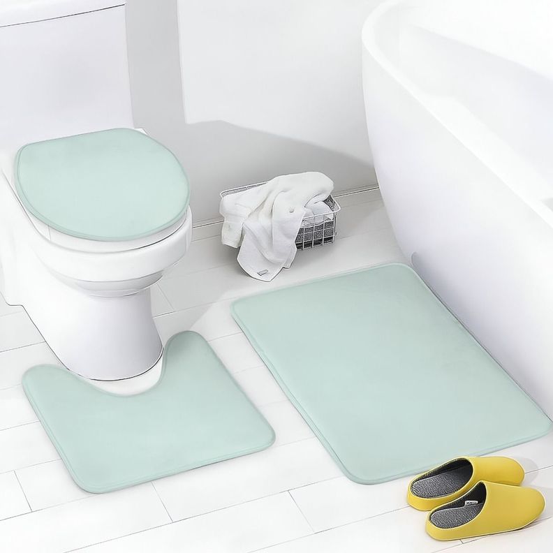 Set 3 Alfombras Baño Menta Decorativa Antideslizante Jhn-1