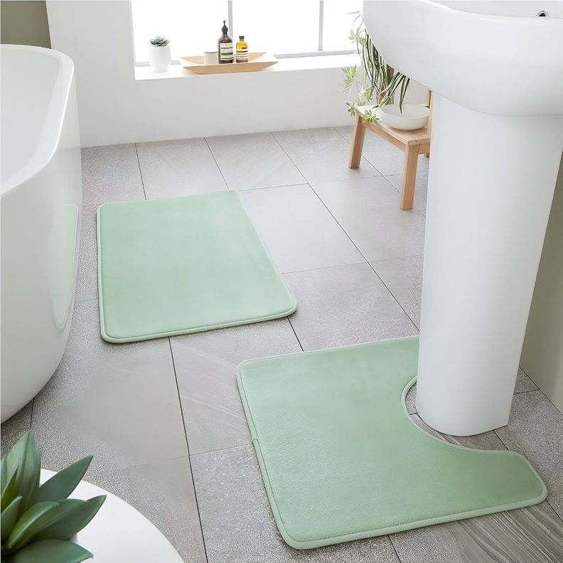 Set 3 Alfombras Baño Menta Decorativa Antideslizante Jhn-5