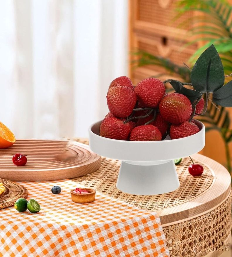 Set 2 Frutero Cuenco Cerámica Decorativo Bandeja Blanco Jhn-5