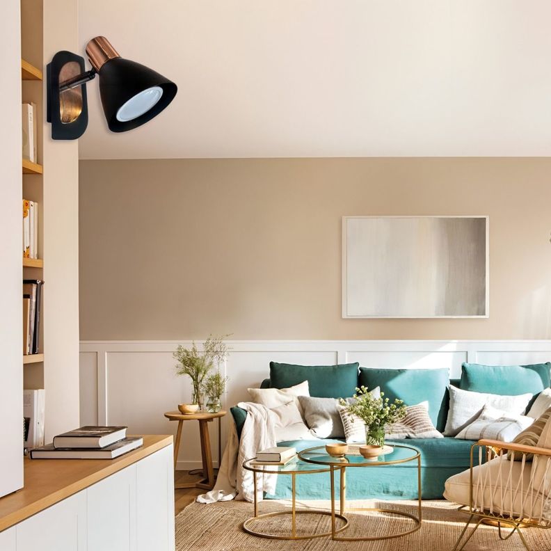 Lámpara Pared Nórdica E26 Negro Cobre Edison Hierro Jhn-5