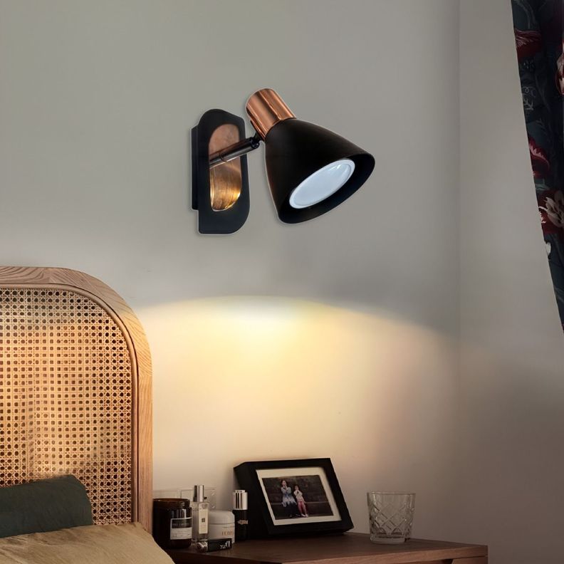 Lámpara Pared Nórdica E26 Negro Cobre Edison Hierro Jhn-7