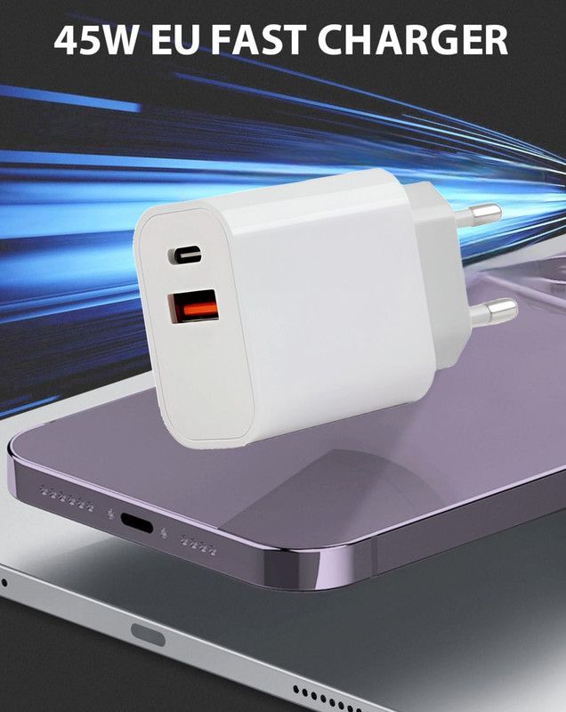 Cargador Adaptador 45W USB A USB C Carga Rapida Lau-3