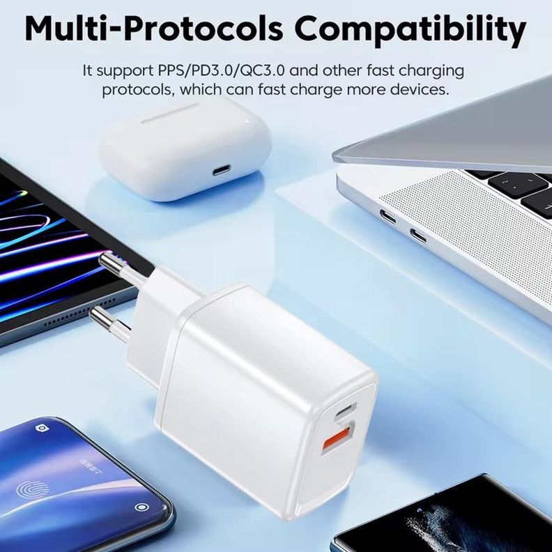 Cargador Adaptador 45W USB A USB C Carga Rapida Lau-7