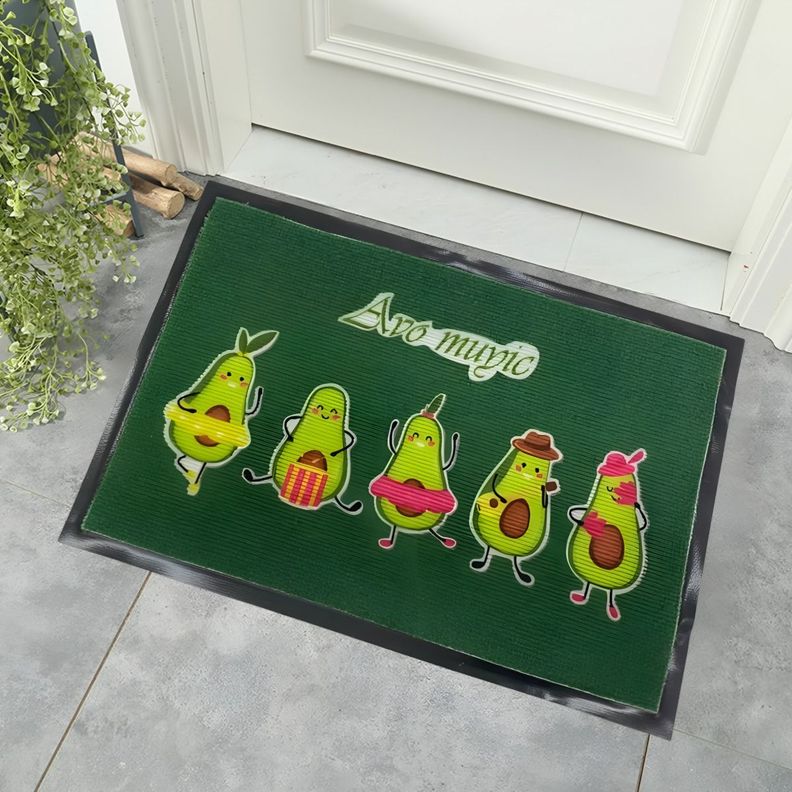 Set de 3 Alfombra Decorativa Entrada Goma Diseño Palta Jhn-3