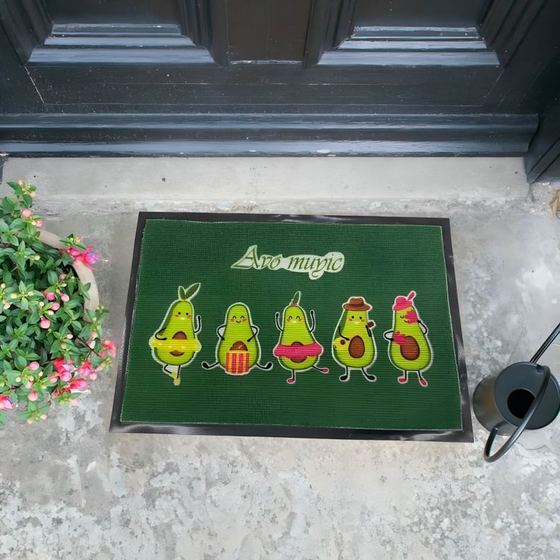 Set de 3 Alfombra Decorativa Entrada Goma Diseño Palta Jhn-9