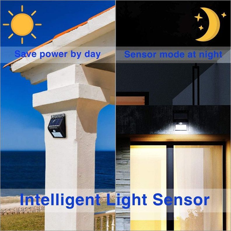 Set 2 Luces LED Pared Sensor Movimiento Solar de 20 Lau-4