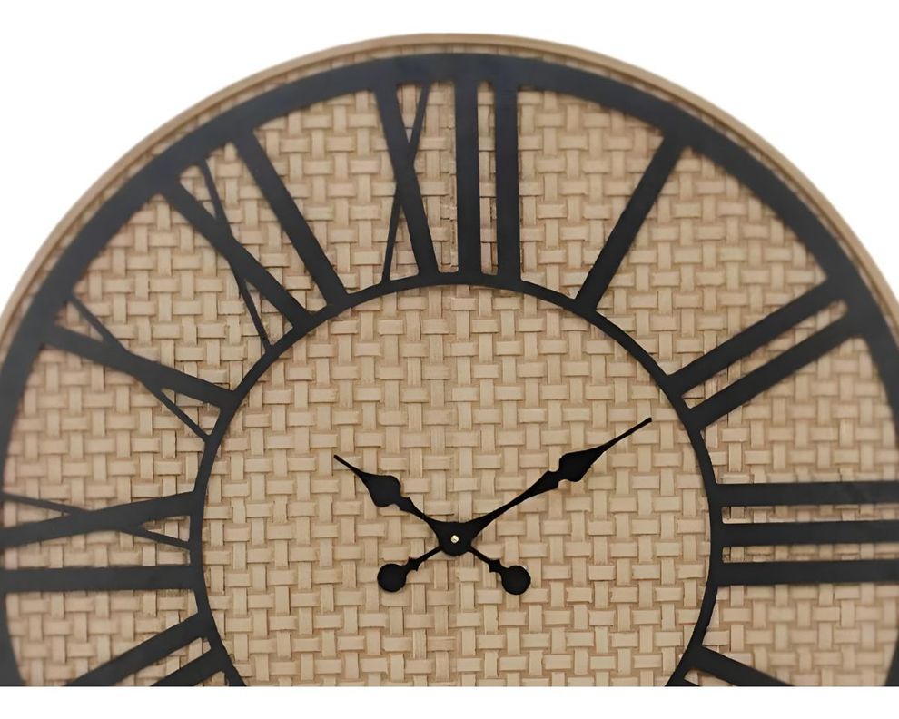 Reloj Pared Rústico Madera Ratán Números Romanos Jhn-1