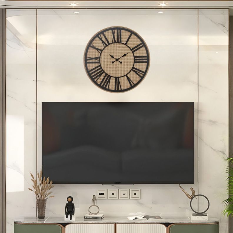 Reloj Pared Rústico Madera Ratán Números Romanos Jhn-3