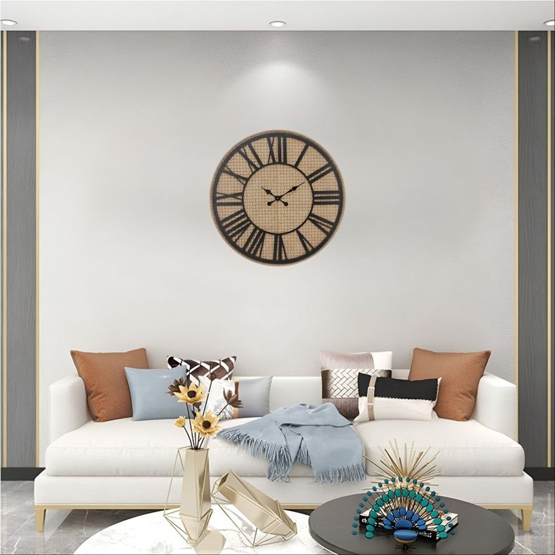 Reloj Pared Rústico Madera Ratán Números Romanos Jhn-8