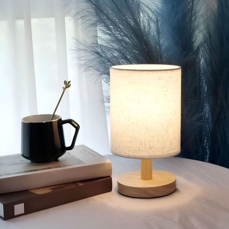 Lámpara Mesa Minimalista Decorativa Madera Redonda Beige Jhn-4