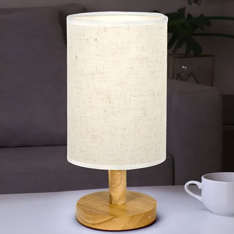 Lámpara Mesa Minimalista Decorativa Madera Redonda Beige Jhn-6