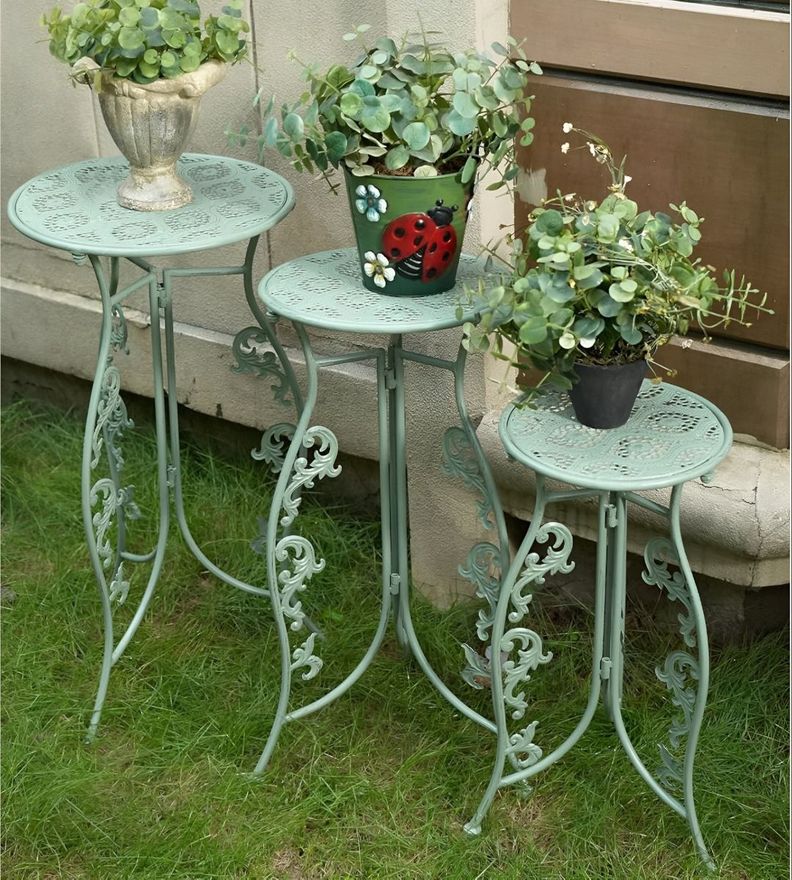 Set 3 Porta Maceta Soporte Plantas Vintage Exhibición Jhn-3