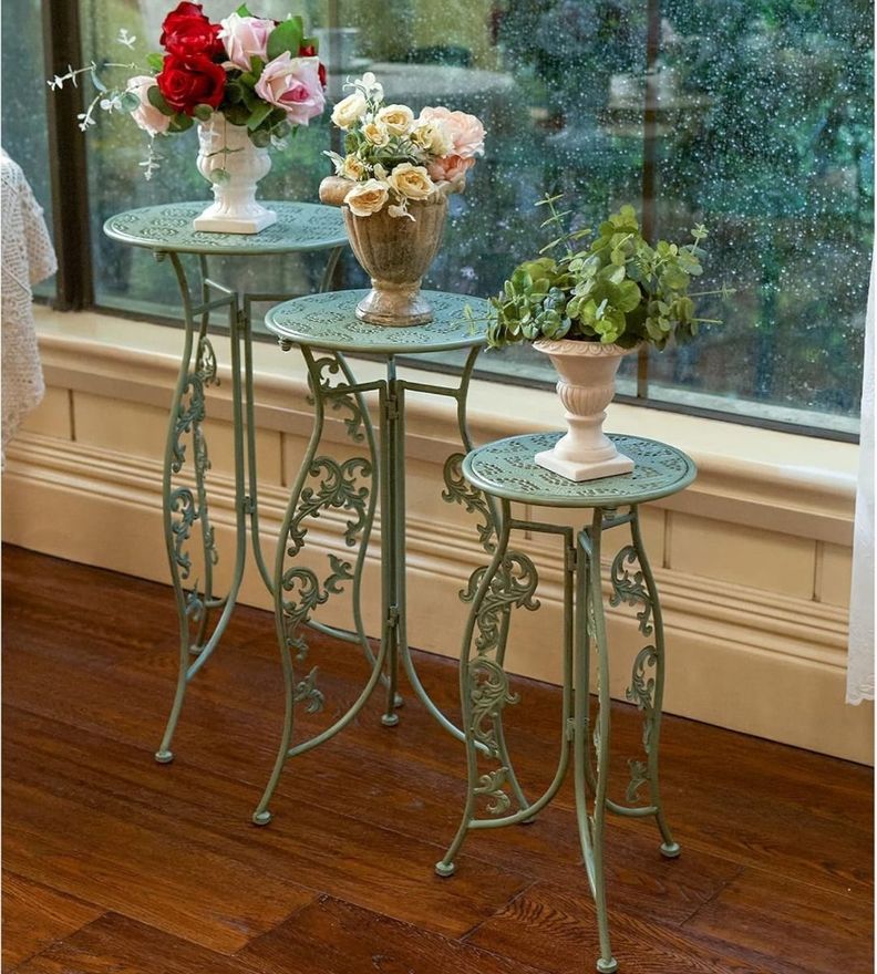 Set 3 Porta Maceta Soporte Plantas Vintage Exhibición Jhn-6